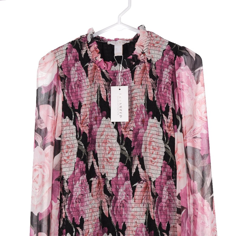 Revamped Smocked Floral Rose Mini Dress Medium NWT - Picture 2 of 8